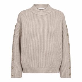Co'Couture Knit Row Button Sleeve - Bone