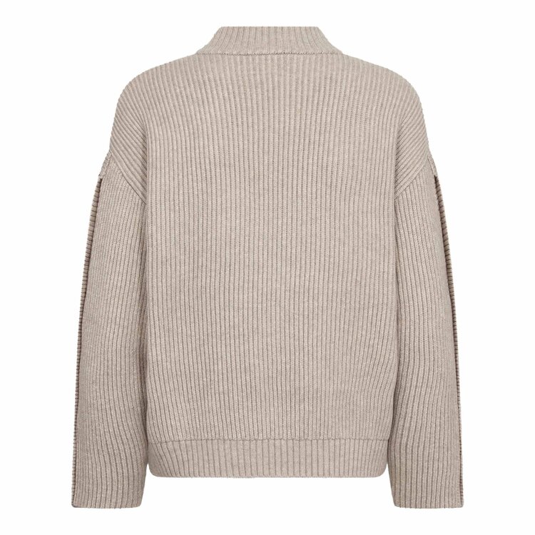 Co'Couture Row Button Sleeve Knit - Bone