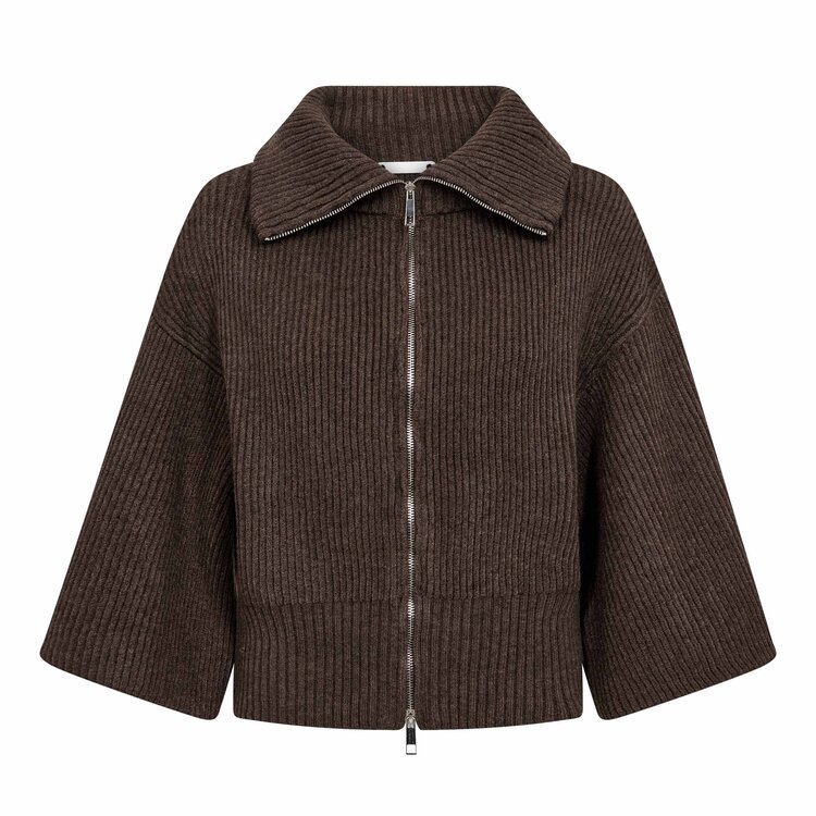 Co'Couture Row Zip Knit - Mocca