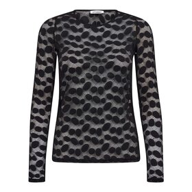 Co'Couture Mesh Top Penola O-Neck Blouse - Black