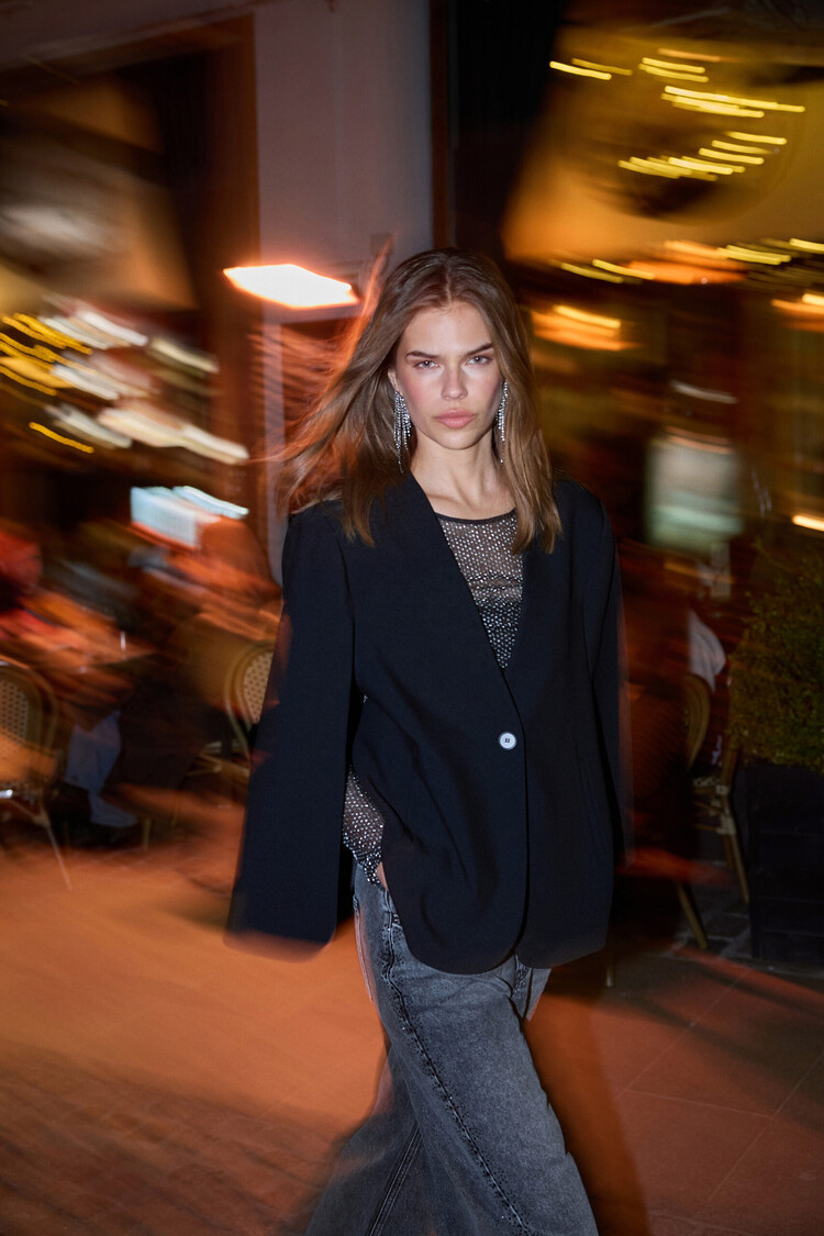 Co'Couture Vola Cape Button Blazer - Black