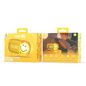 MOB dreamy clock smiley world - geel