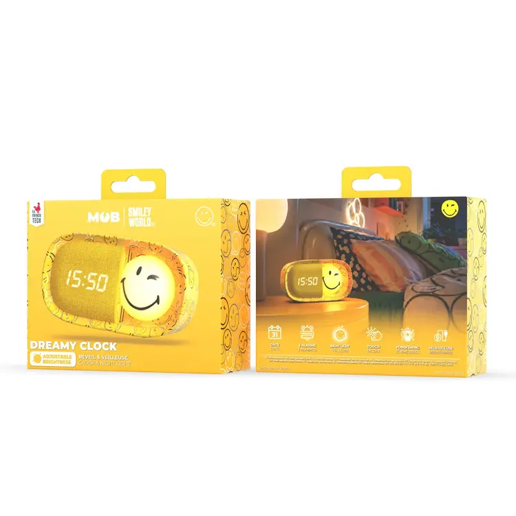 dreamy clock smiley world - geel