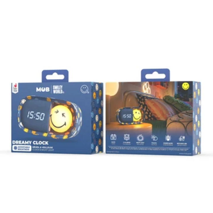 dreamy clock smiley world - blauw