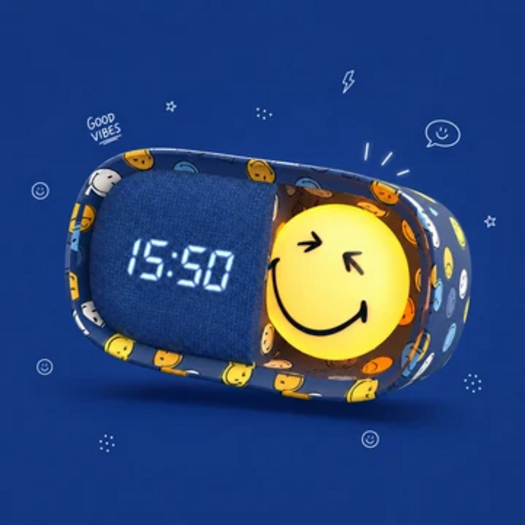 dreamy clock smiley world - blauw