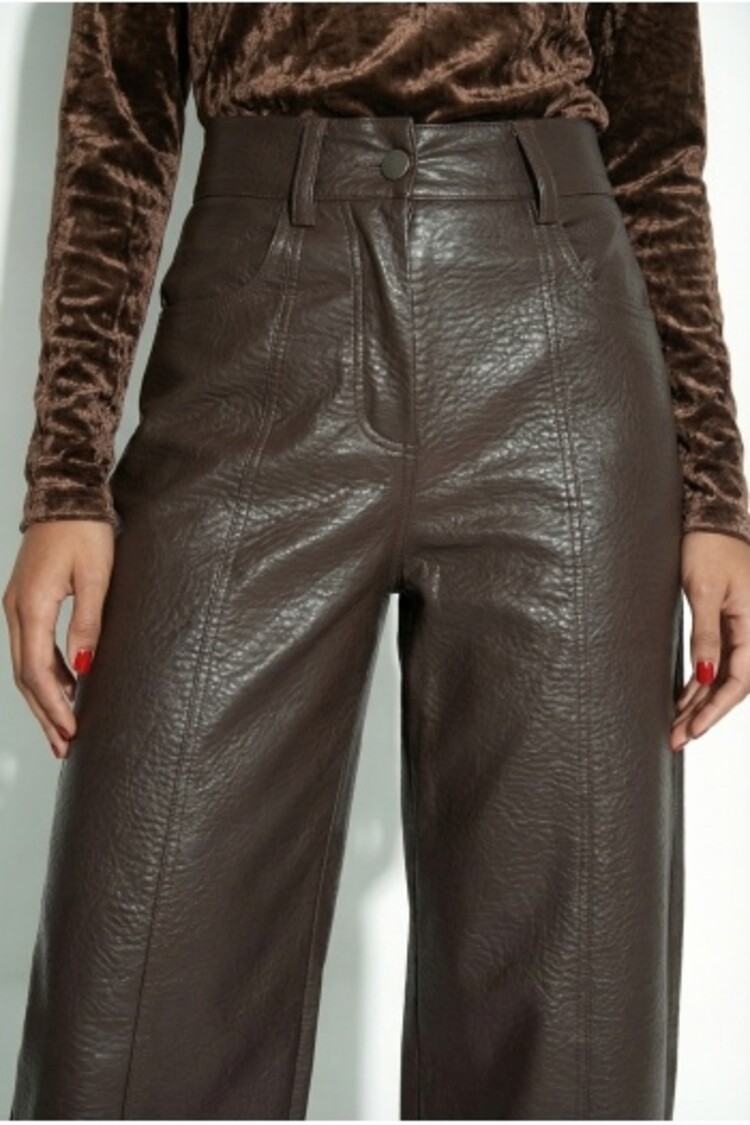 Imprevu Raya Leather Pants - Brown