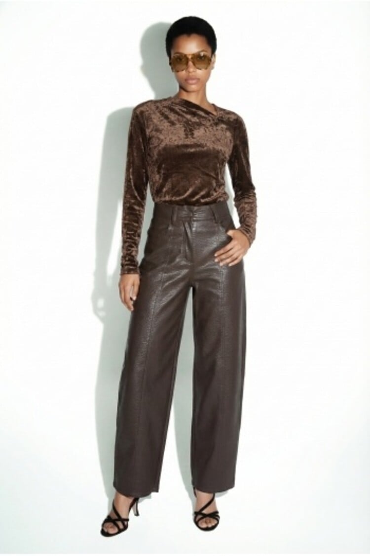 Imprevu Raya Leather Pants - Brown