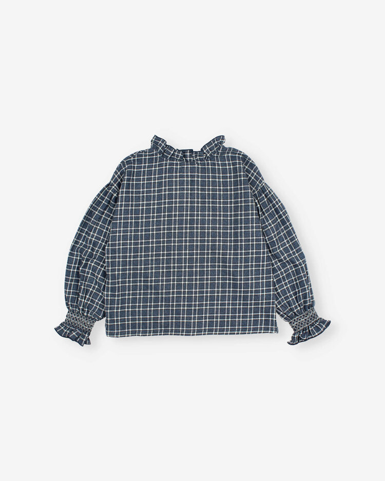 Búho Tartan Blouse - Navy