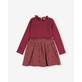 Búho Cottage Combi Dress - Pomegranate