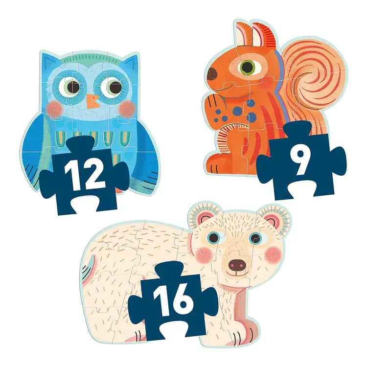 Djeco Puzzel (3 puzzels)  - In het bos