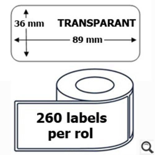 Budget Etiket DYMO-compatibele labels 99013 36x89mm transparant adres groot 260stuks