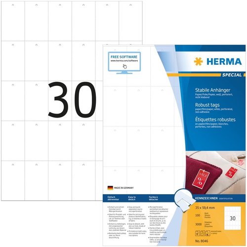 Herma Labelhanger Herma 8046 35 x 59.4mm wit - 3000 st