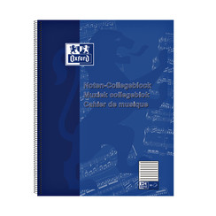 Cahier de musique Oxford A4+ 4 perforations 50 feuilles bleu