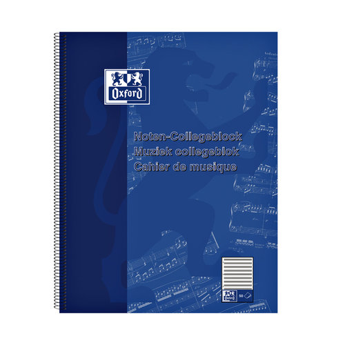 Oxford Cahier de musique Oxford A4+ 4 perforations 50 feuilles bleu - 100050345