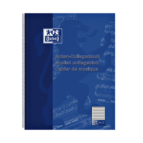 Oxford Collegeblok Oxford muziek A4+ 4-gaats 50vel blauw - 100050345