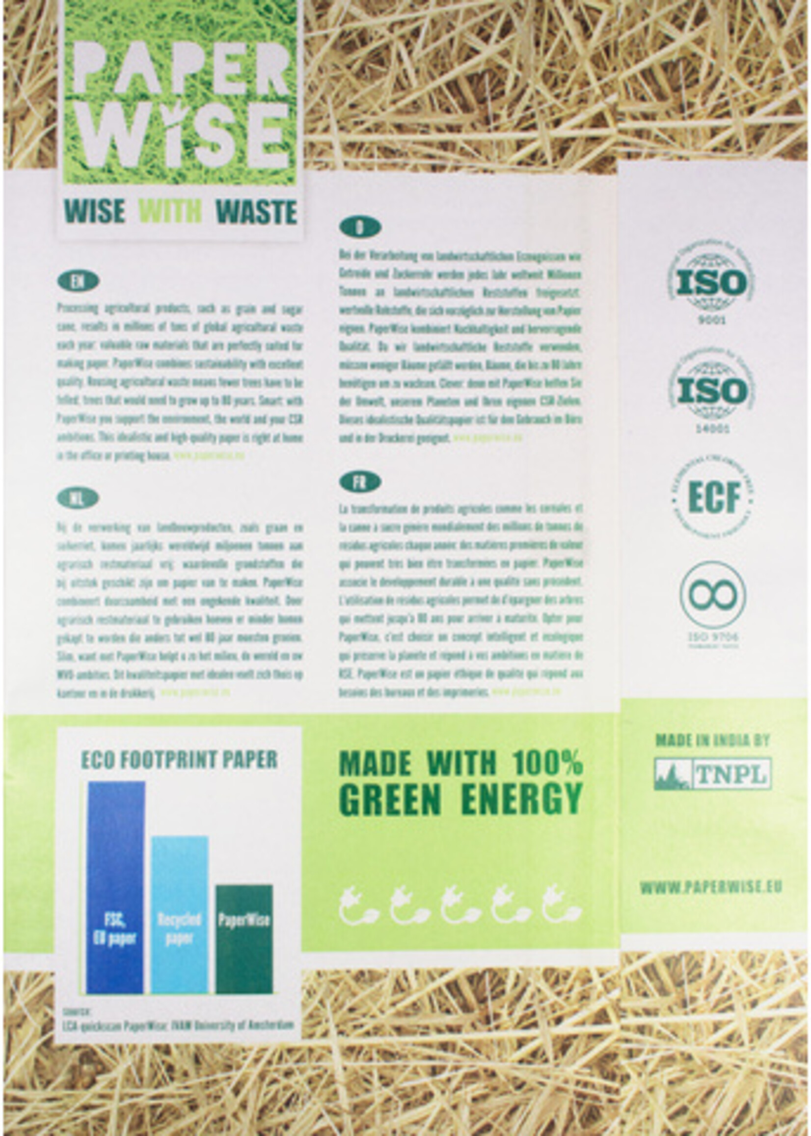 Paperwise ECO footprint paper  PaperWise kopieerpapier A3 wit 80 gr 500 vel - PW-101107