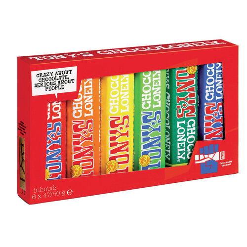 Tony's Chocolonely Chocolade Tony's Chocolonely reep 47/50gr assorti à 6 stuks