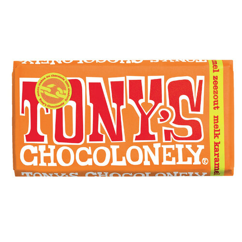 Tony's Chocolonely Chocolade Tony's Chocolonely reep 180gr melk karamel zeezout