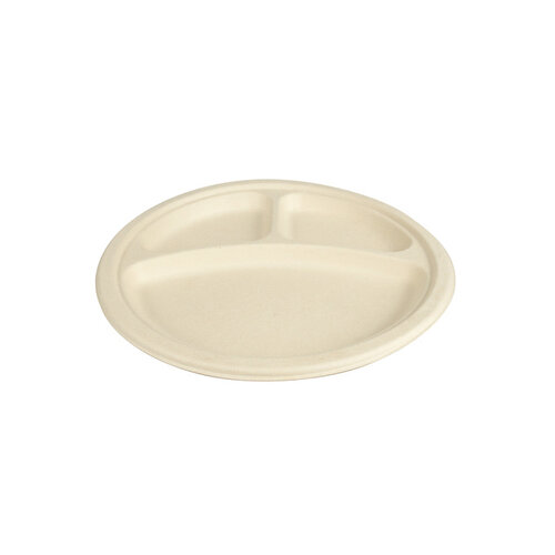 IEZZY disposables Assiette IEZZY 260mm 3 compartiments canne à sucre sans PFAS naturel 50 pièces