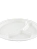 IEZZY disposables Assiette IEZZY 260mm 3 compartiments canne à sucre sans PFAS blanc 50 pièces