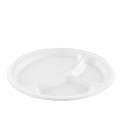 Assiette IEZZY 260mm 3 compartiments canne à sucre sans PFAS blanc 50 pièces