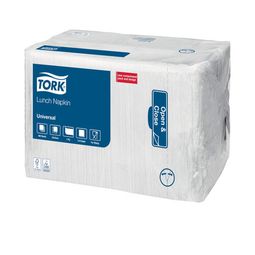 Tork Lunchservet Tork 1-laags 33x33 500st wit 509300