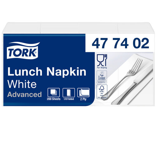 Tork Servetten Tork Enviroment Print 1/8 gevouwen 2-laags 200st wit 477402