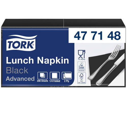 Tork Servetten Tork 2-laags 1/4 gevouwen 200st zwart 477148