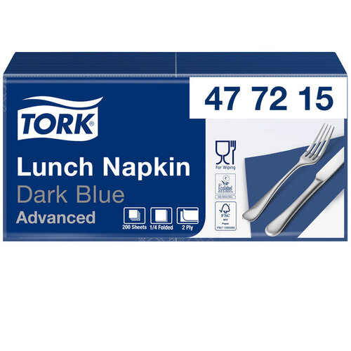 Tork Servetten Tork 2-laags 1/4 gevouwen 200st donkerblauw  477215