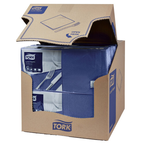 Tork Servetten Tork 2-laags 1/4 gevouwen 200st donkerblauw  477215