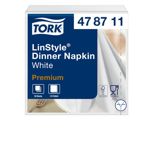Tork Dinnerservetten Tork Premium LinStyle® 1-laags 50st wit 478711