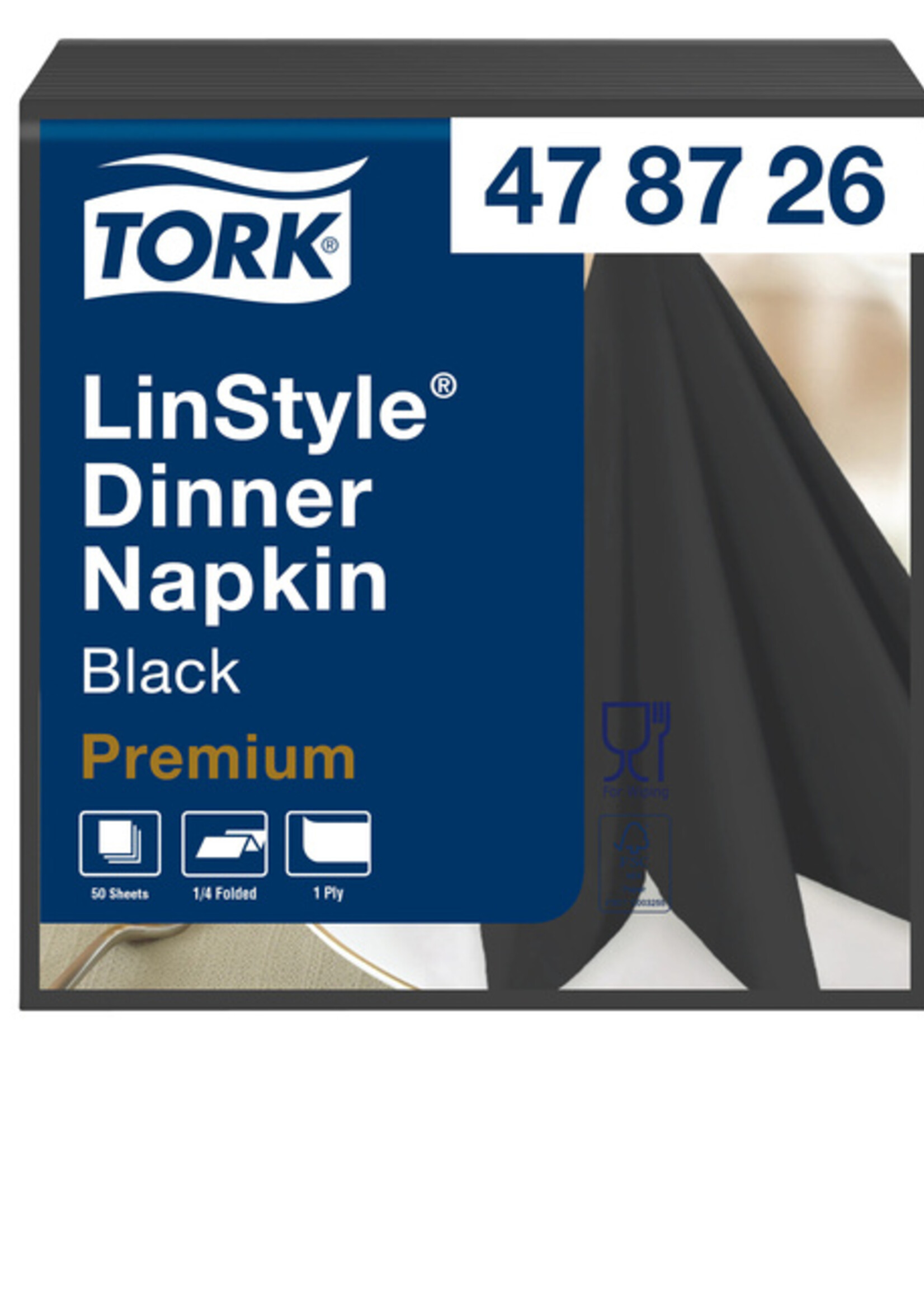 Tork Serviette Tork 478726 LinStyle Dinner1 épaisseur pli 1/4 noir 50 pièces