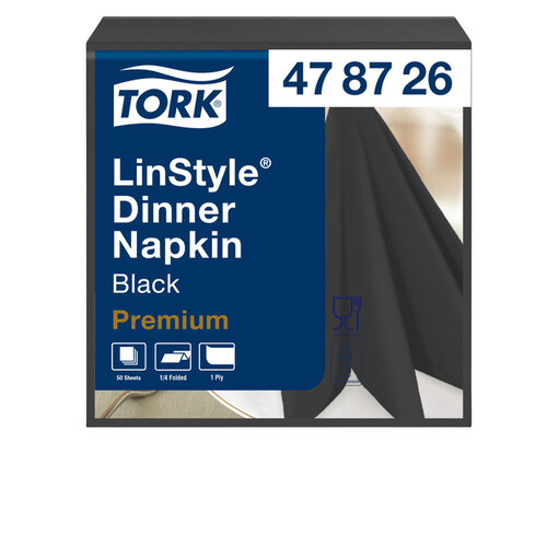 Tork Dinnerservetten Tork  LinStyle 1/4-vouw 1-laags 50st zwart 478726