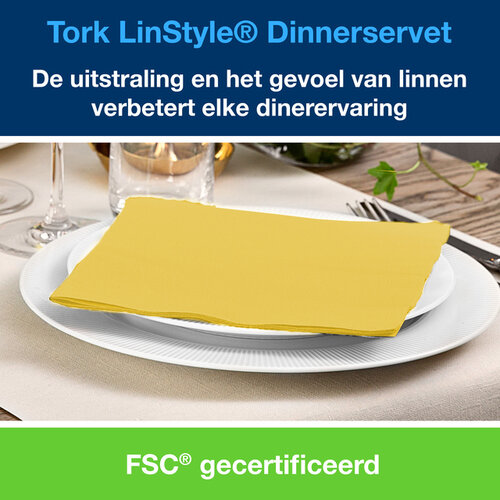 Tork Serviette Tork LinStyle Dinner 478882 Pli 1/4 1 ép 39x39cm jaune moutarde 50 pièces