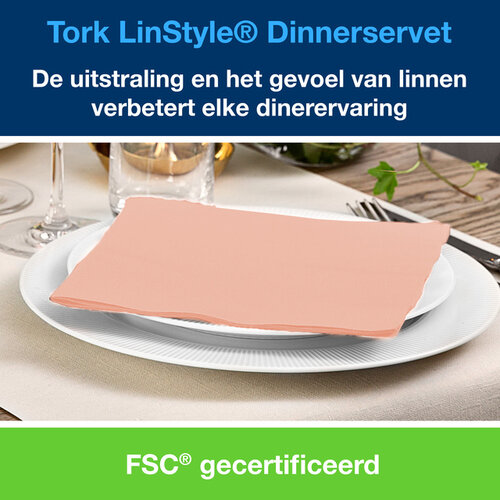 Tork Serviette Tork LinStyle Dinner 478881 Pli 1/4 1 ép corail 50 pièces