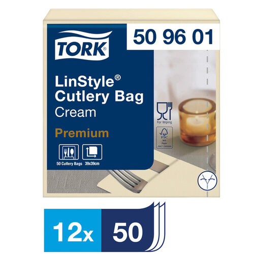 Tork Serviette pochette Tork LinStyle 509601 durable 1 épaisseur crème 50 pièces