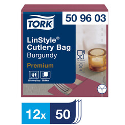 Serviette pochette Tork LinStyle 509603 durable 1 épaisseur bordeaux 50 pièces