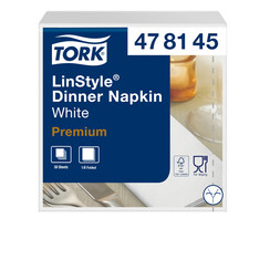 Serviette Tork 478145 LinStyle Dinner 1 épaisseur 39x39cm blanc 50 pièces