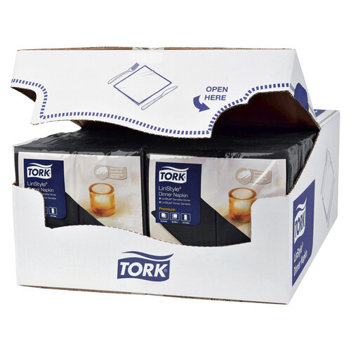 Tork Serviette Tork Premium LinStyle Dinner 478151 Pli 1/8 noir 50 pièces