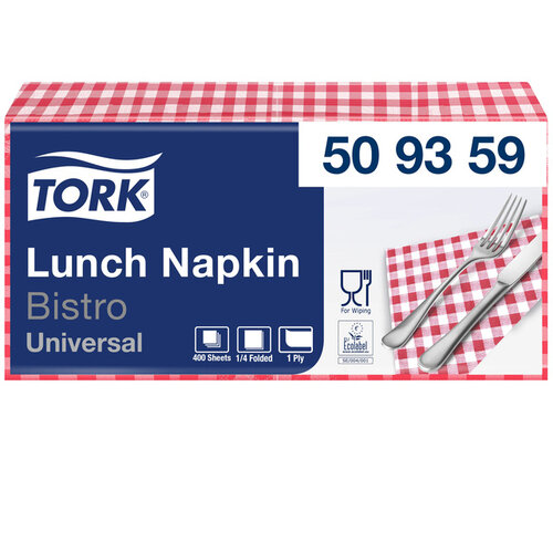 Tork Lunchservet Tork Bistro 1/4-vouw 1-laags 400st rood 509359