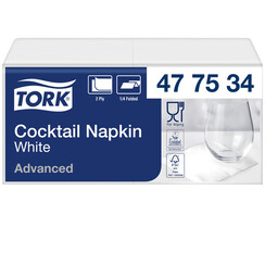 Cocktailservetten Tork  1/4-vouw 2-laags 200st wit 477534