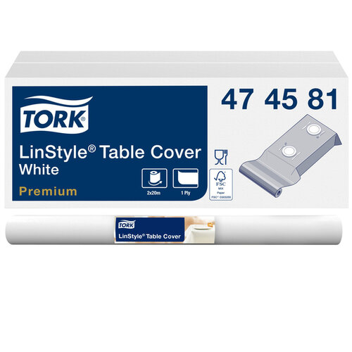 Tork Tafellaken Tork LinStyle®  1 laags duurzaam 20mtr x 120cm wit 474581