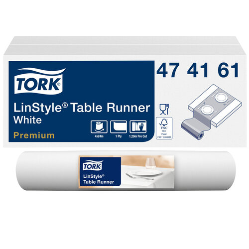 Tork Chemin de table Tork LinStyle 474161 durable1 épaisseur 120cmx40cm blanc