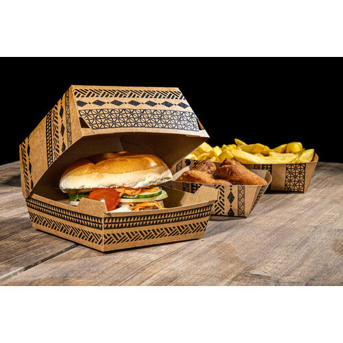 Maori Barquette hamburger Maori 115x110x70mm carton brun