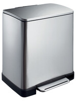 EKO Poubelle à pédale acier inox mat rectangulaire 9+10L