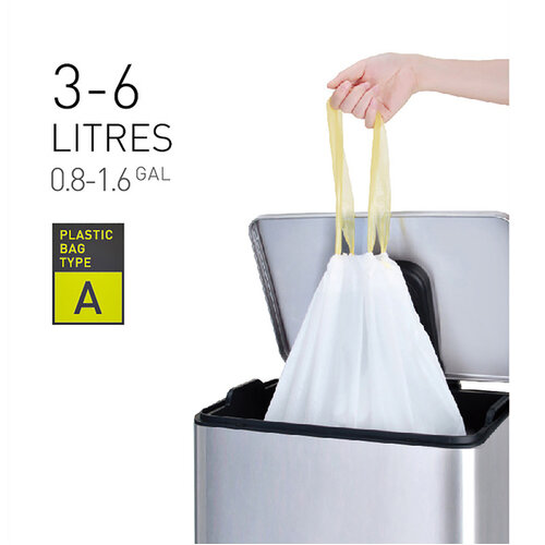 EKO Sac poubelle EKO MDPE type A avec lien coulissant 3-6L 35x40cm blanc