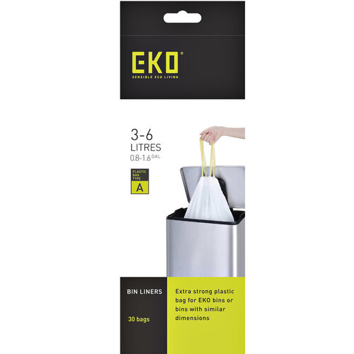 EKO Afvalzak EKO MDPE type A met trekband 35x40cm 3-6L wit