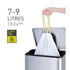 Sac poubelle EKO MDPE type B avec lien coulissant 7-9L 40x45cm blanc