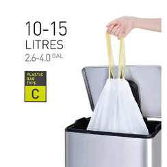 Sac poubelle EKO MDPE type C avec lien coulissant 10-15L 45x50cm blanc