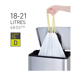 Sac poubelle EKO MDPE type D avec lien coulissant 18-21L 55x55cm blanc